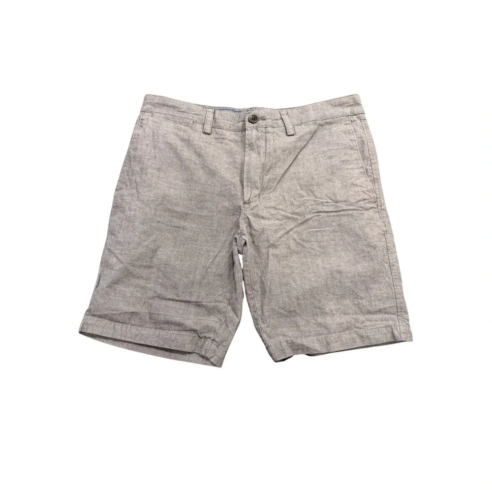 Banana Republic Aiden Short Mens 32 Grey Cotton Chambray‎ Slim Fit Casual Shorts